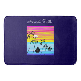 African Art Niedlich Tropical Sunset Sailing Badematte