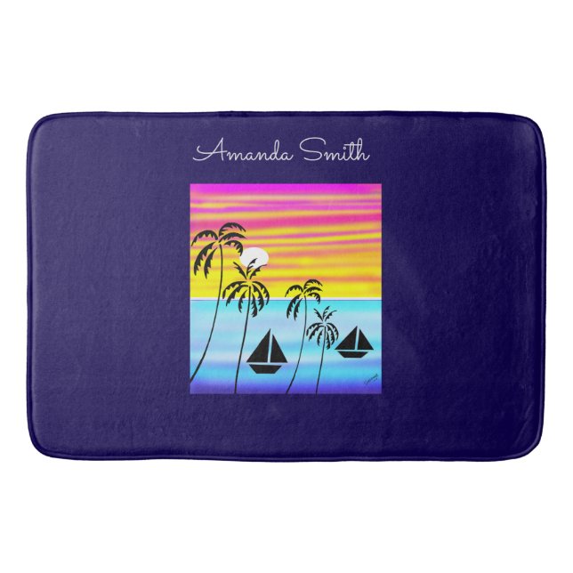 African Art Niedlich Tropical Sunset Sailing Badematte (Vorderseite)