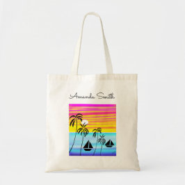 African Art Niedlich Tropical Sunset Sailing Tragetasche