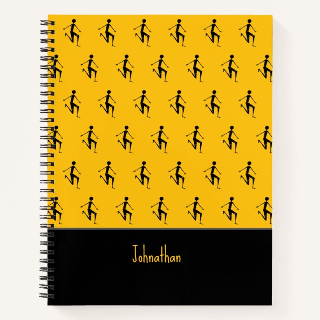 African Art, Silhouette athlete, Orange Notizbuch (Vorderseite)