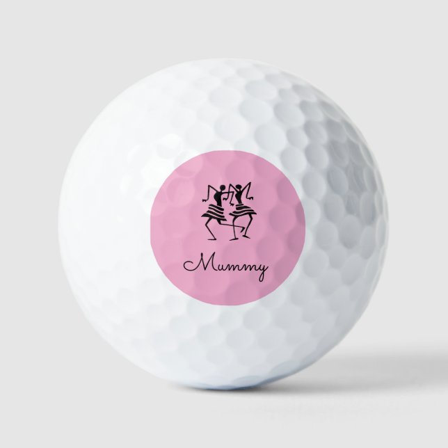 African Art, Silhouette Celebration Dancers Pink Golfball (Vorderseite)