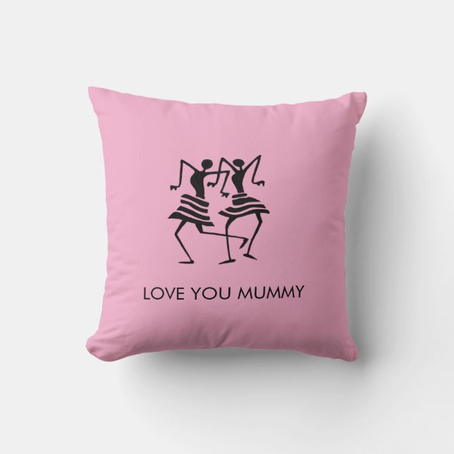 African Art, Silhouette Celebration Dancers Pink Kissen (Vorderseite)