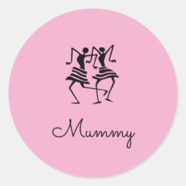 African Art, Silhouette Celebration Dancers Pink Runder Aufkleber