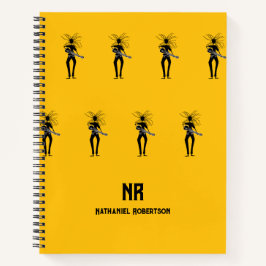 African Art, Silhouette Guitarist Pattern Notizbuch