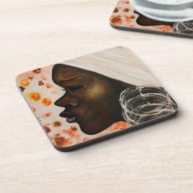 African Beauty Beverage Coaster Woman - Wasserfarb Getränkeuntersetzer (Linke Seite)