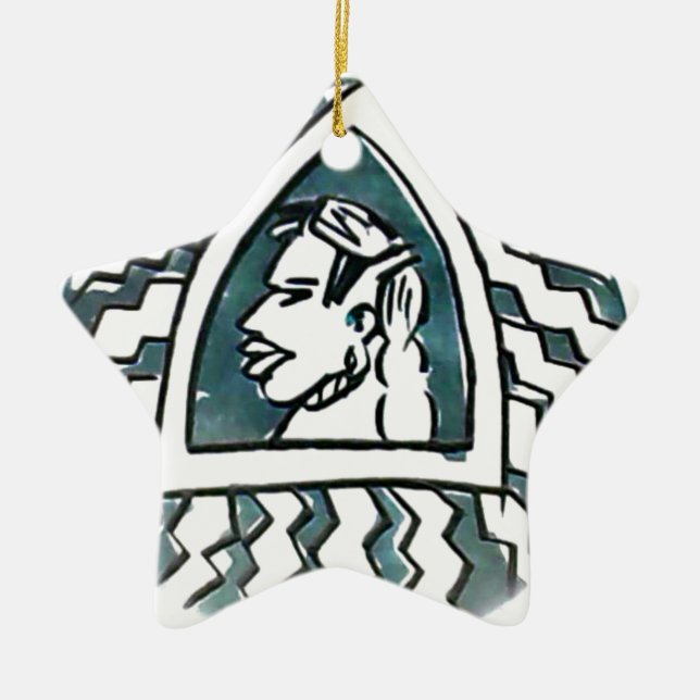 African Beauty Bongo Maasai Portrait Keramik Ornament (Vorne)