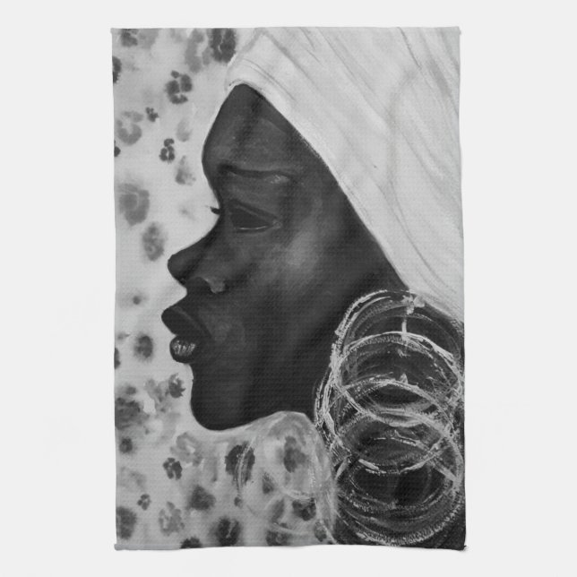 African Beauty Woman Kitchtuch Geschirrtuch (Vertikal)