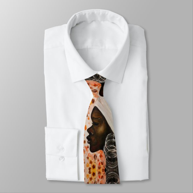 African Beauty Woman Neck Ties - Malerei Krawatte (Gebunden)