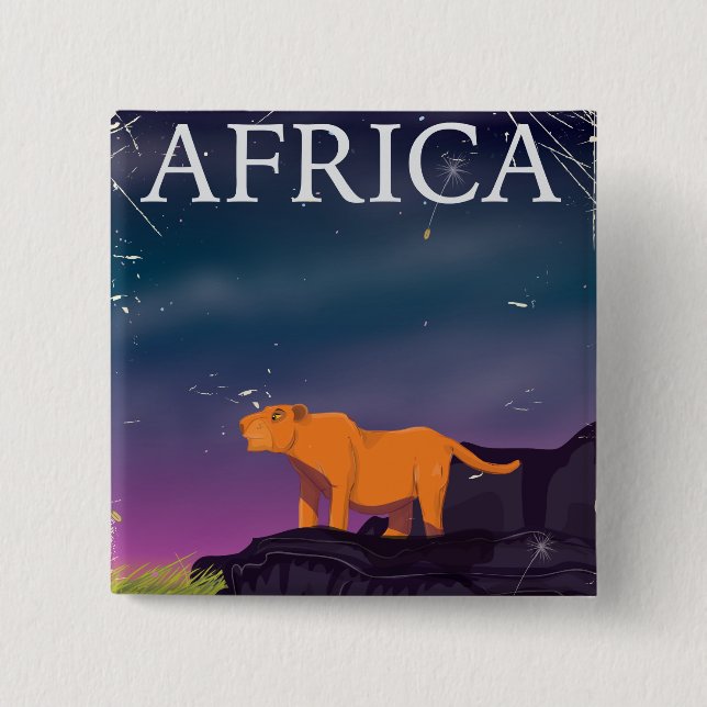 African Big Cat Vintage Poster Button (Vorderseite)