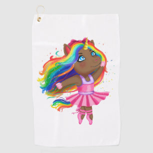 African Black Unicorn Girl Ballerina Tanzgeschenk Golfhandtuch