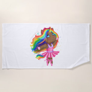 African Black Unicorn Girl Ballerina Tanzgeschenk Strandtuch