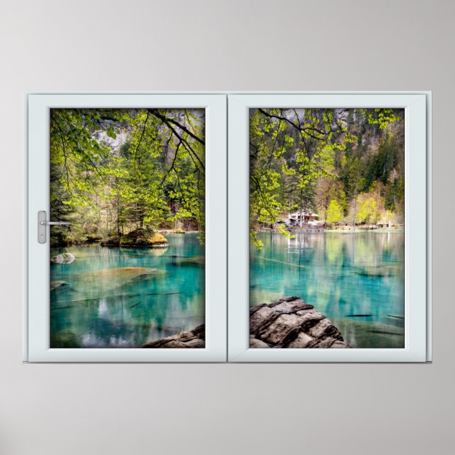 African Blue Lagoon White 2 Pane Window Illusion Poster (Vorne)