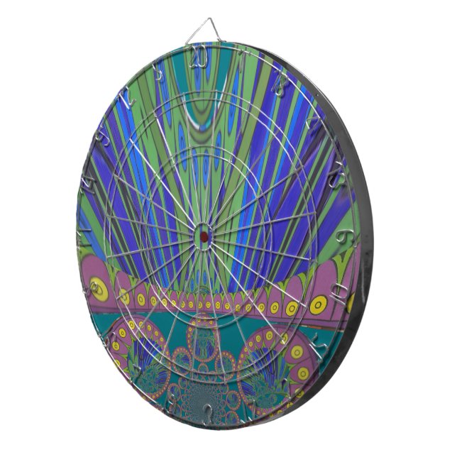 African Blue Lila Decoration Art Design Print Dartscheibe (Vorderseite rechts)
