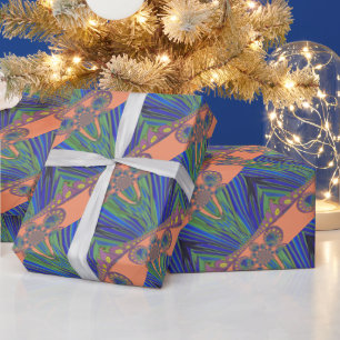 African Blue Lila Decoration Art Design Print Geschenkpapier