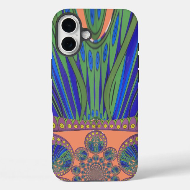 African Blue Lila Decoration Art Design Print iPhone 16 Plus Hülle (Rückseite)