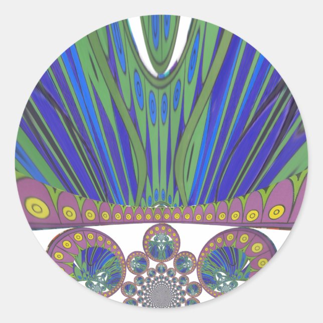 African Blue Lila Decoration Art Design Print Runder Aufkleber (Vorderseite)