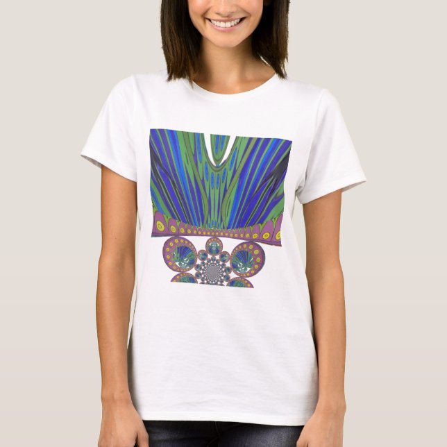 African Blue Lila Decoration Art Design Print T-Shirt (Vorderseite)