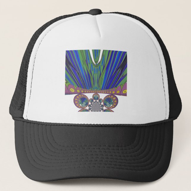 African Blue Lila Decoration Art Design Print Truckerkappe (Vorderseite)