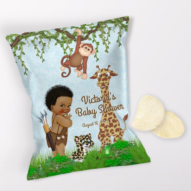 African Boy Safari Baby Dusche Chip Bag Wrapper Flyer (1 ounce snack bag wrapper flyer. )
