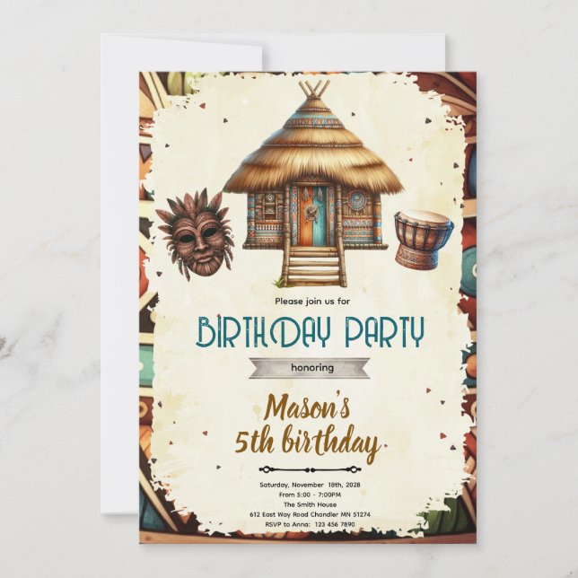 African culture theme party invitation (Devant)