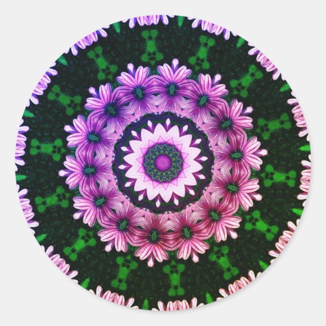 African Daisies Abstrakte Blume Art Runder Aufkleber (Vorderseite)