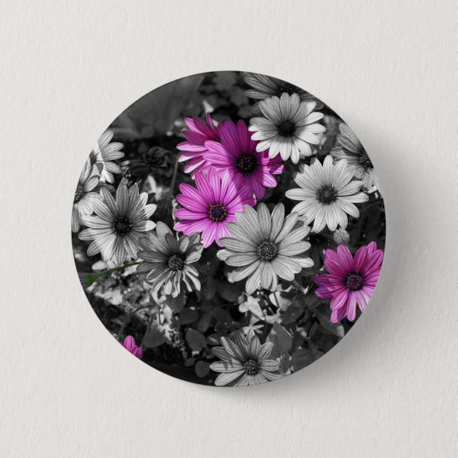 African Daisies BW Floral Button (Vorderseite)