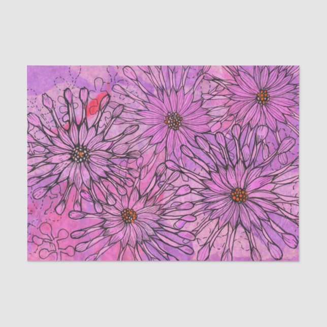 African Daisy Cape Daisies Pink Blume Blumenstrauß Seidenpapier (Vorderseite)