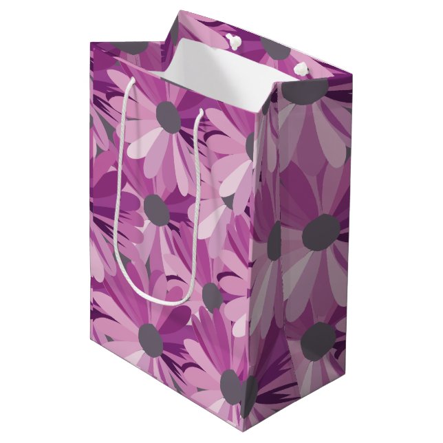 African Daisy Floral Design Mittlere Geschenktüte (Vorderseite Schrägansicht)
