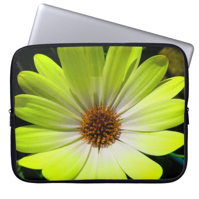 African Daisy Fluorescent Yellow Laptop Bag Laptopschutzhülle (Vorderseite)