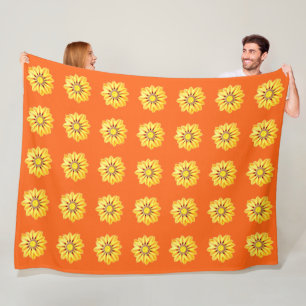 African Daisy / Gazania - Orange und Gelb Fleecedecke