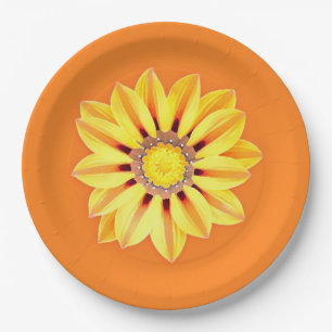 African Daisy / Gazania - Orange und Gelb Pappteller