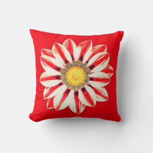 African Daisy / Gazania - Rot und Weiß gestreift Kissen