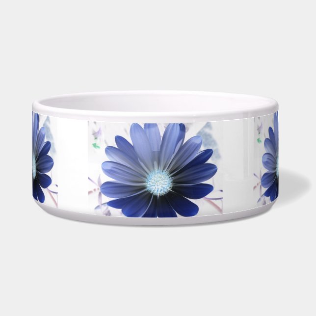 African Daisy Glowing Blue Dog Bowl Napf (Vorderseite)
