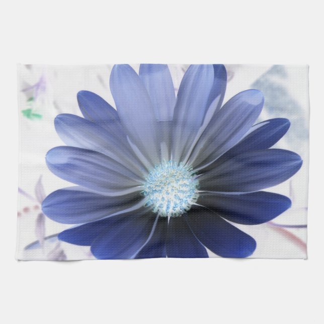 African Daisy Glows Blue Kitchtuch Handtuch (Horizontal)