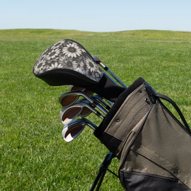 African Daisy Graustufen zeichnend Golf Headcover (In SItu)