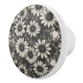 African Daisy Graustufen zeichnend Keramikknauf