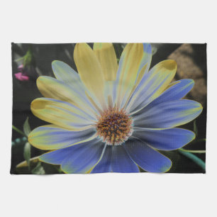 African Daisy Lapis und Gold Kitchtuch Geschirrtuch
