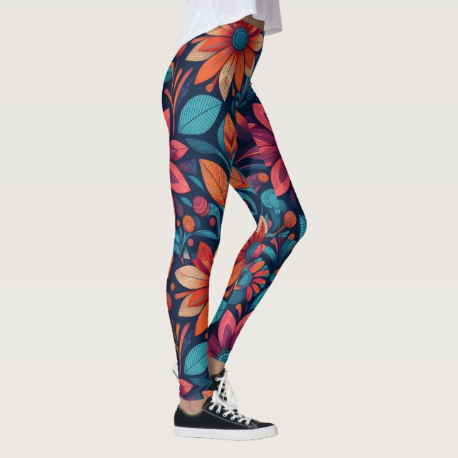 African Daisy Pattern Fresh and Vibrany Leggings (Rechts)