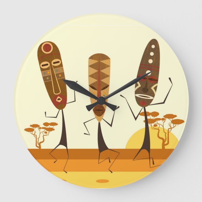 African Dancers Große Wanduhr (Vorderseite)