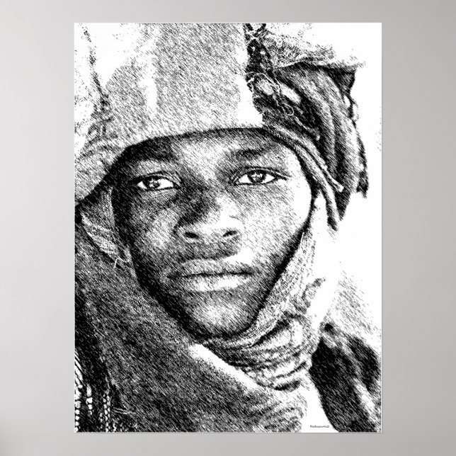 African Desert Boy Poster • Feder & Tinte Illustra (Vorne)