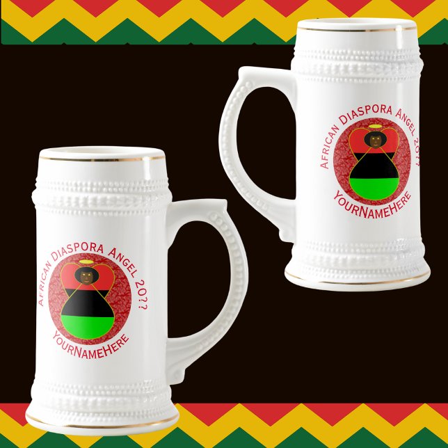African Diaspora Angel Red Personalisiert Bierglas (Von Creator hochgeladen)