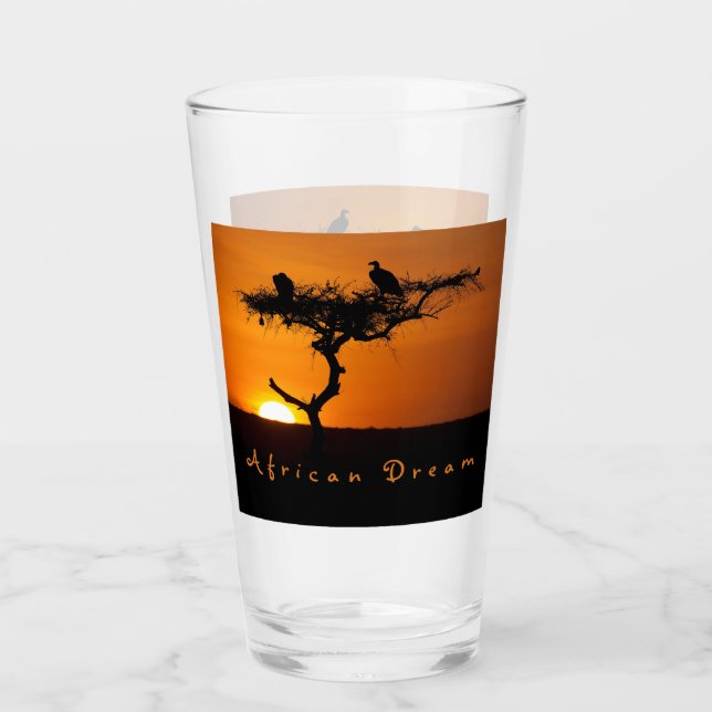 African Dream sunset romantic foto with text Glas (Vorderseite)