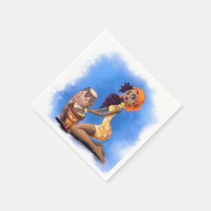 African Drummer Girl Napkins Serviette