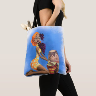 African Drummer Girl Tote Bag Tasche