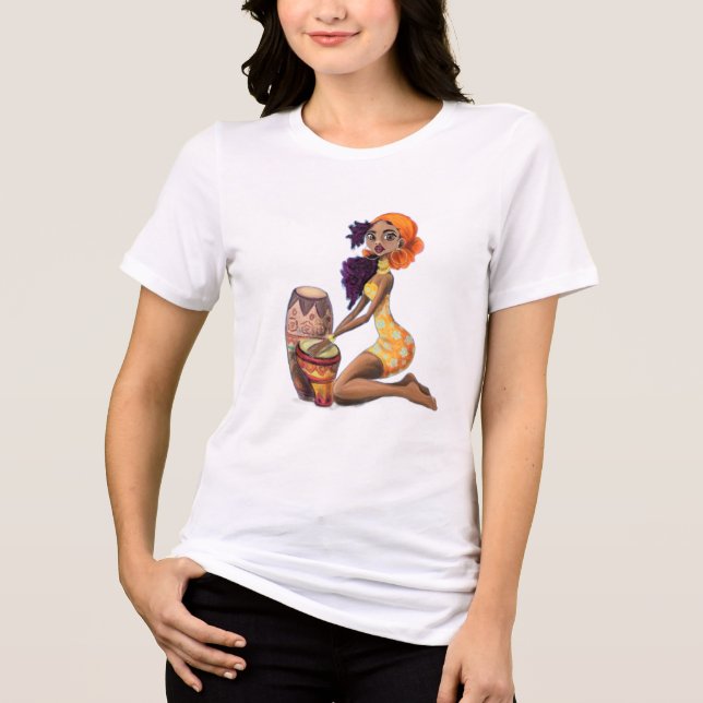 African Drummer Girl Tri-Blend Shirt (Vorderseite)