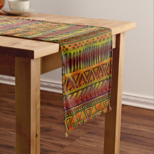 African Dschungle Tribal Muster Print Kurzer Tischläufer