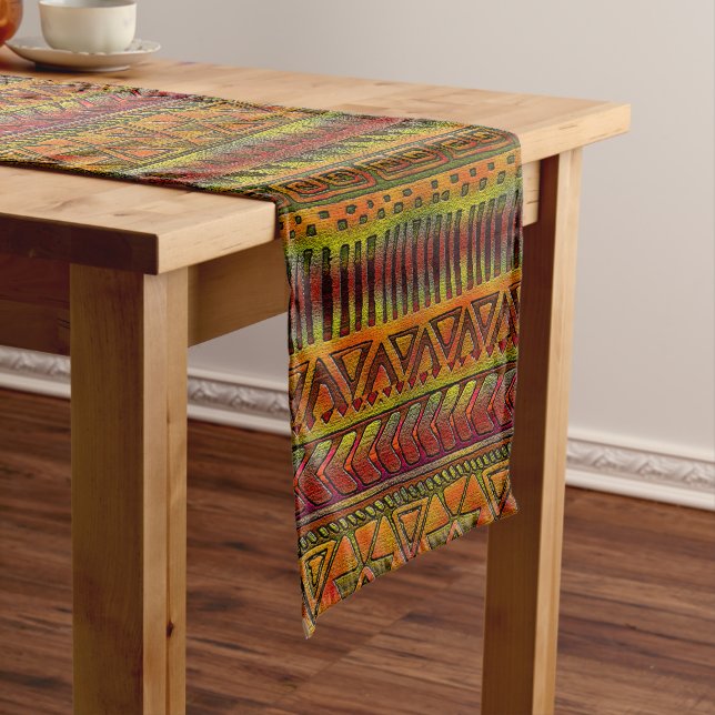 African Dschungle Tribal Muster Print Kurzer Tischläufer (Beispiel)