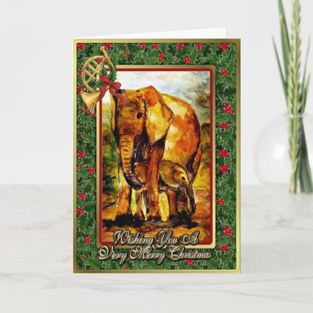 African Elephant Blank Christmas Card Feiertagskarte (Vorderseite)