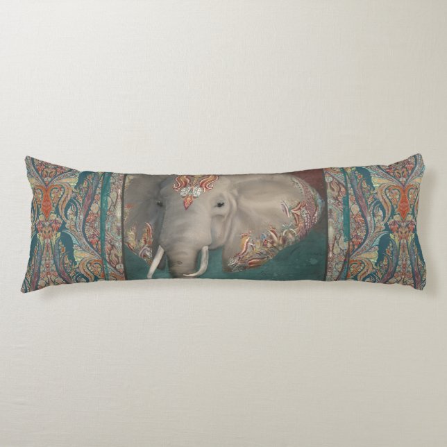 African Elephant India Ethnic Tribal Boho Aquamari Seitenschläferkissen (Vorderseite)