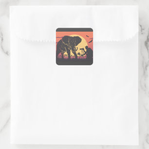 African Elephant Silhouette Quadratischer Aufkleber